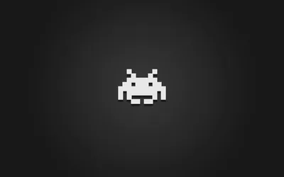Pixel Space Invader on Grey HD Wallpaper