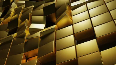 Gold 3D Cube Wall HD Wallpaper