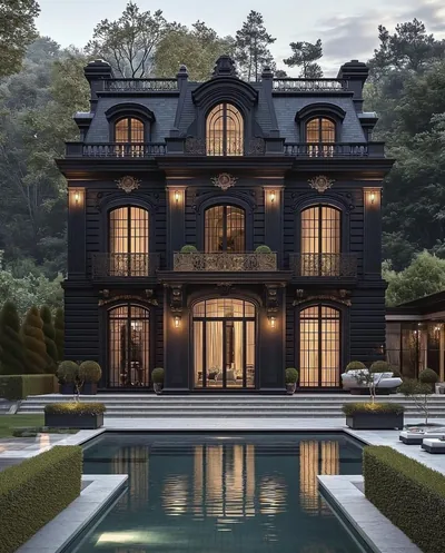 Black Mansion with Unique House Design and Luxury Architecture