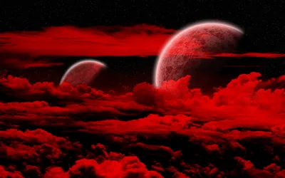 Two Red Planets Above Cloud Cover HD Wallpaper