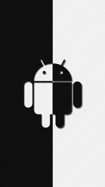 Android Robot Split Black and White HD Wallpaper