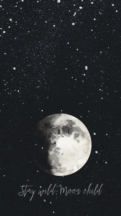 Stay Wild Moon Child Quote on Black HD Phone Wallpaper