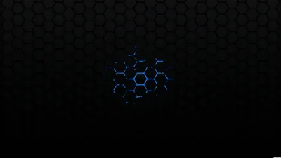Blue Molecule on Hexagon Grid HD Wallpaper