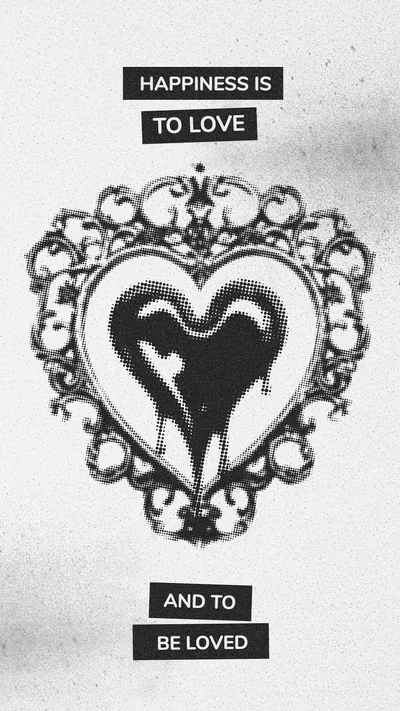 Black And White Heart Shape Phone Wallpaper Wallpapers