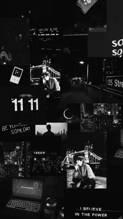 Aesthetic Black Artistic Collage Background