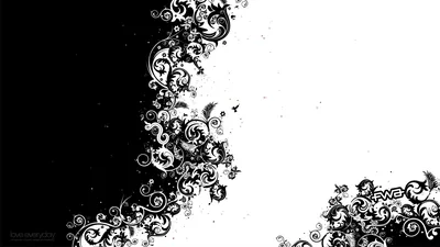 Swirling Filigree Split Between Black and White HD Wallpaper
