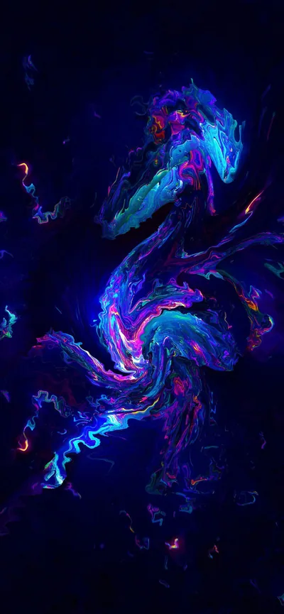 Ink Swirl in Blue and Violet HD Phone Wallpaper