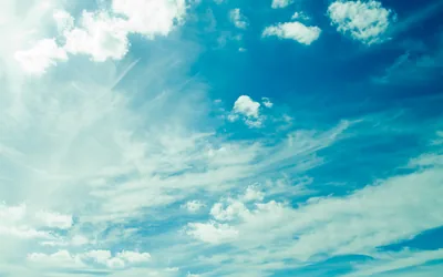 Feathered White Clouds on Teal HD Wallpaper