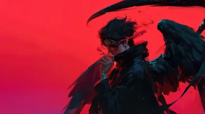 Anime Boy with Black Wings Wallpaper 4K HD PC