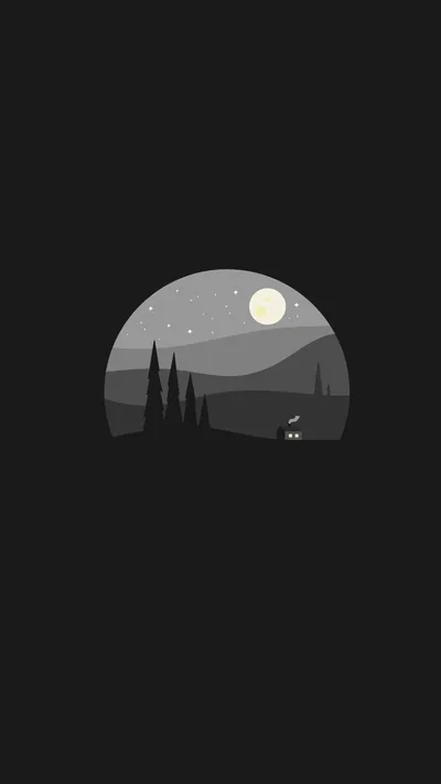 Moonlit Cypress Hills in a Circle HD Phone Wallpaper