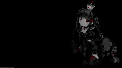 Anime Girl in Black with Crown HD Wallpaper