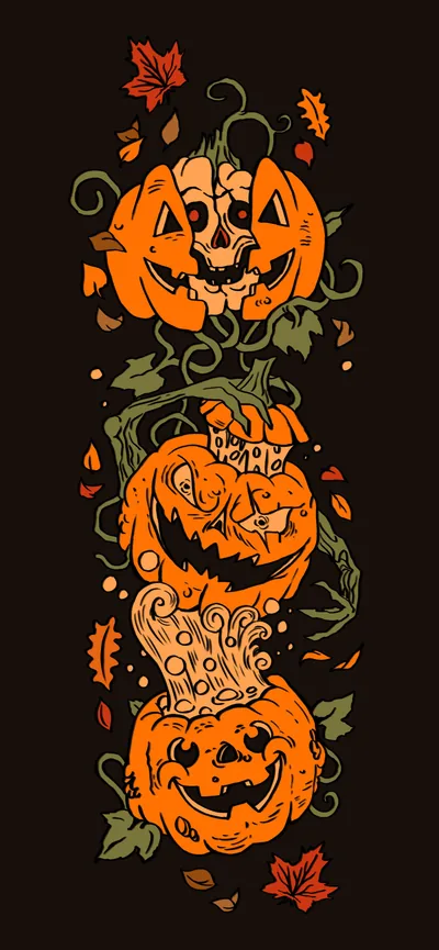 Scary Pumpkins Black Wallpaper Aesthetic Halloween Wallpaper