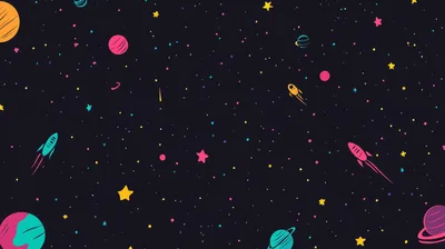 4k HD Wallpaper Cute Black Wallpaper with Neon Doodles