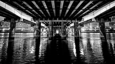 Black And White Image Of Bridge Construction Architecture HD Dark Background Wallpapers
