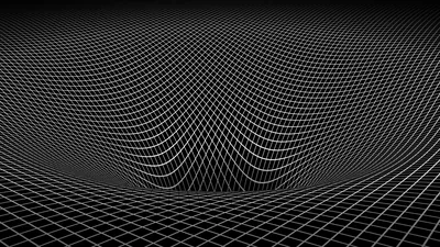 White Wireframe Grid with Gravity Dip HD Wallpaper