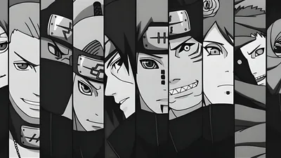 Akatsuki Faces in Monochrome Panels HD Wallpaper