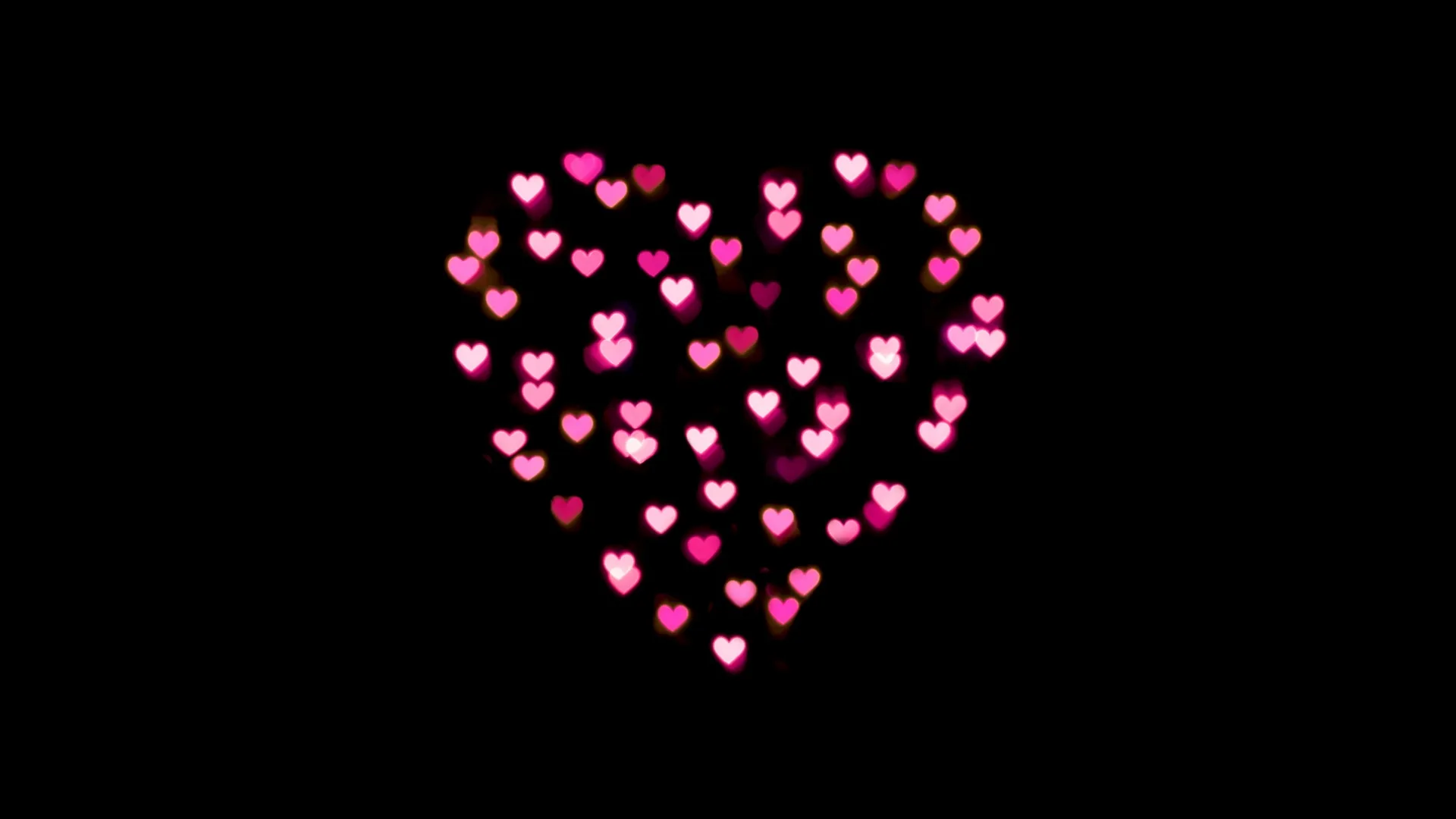 Love heart Wallpaper 4K, Pink hearts, Lights, Night
