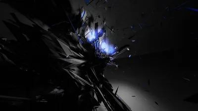 Blue Light Bursting Through Black Shards HD Wallpaper