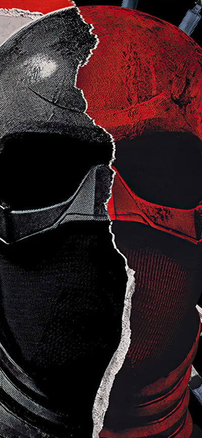 Cracked Split Mask in Black and Red HD Phone Wallpaper