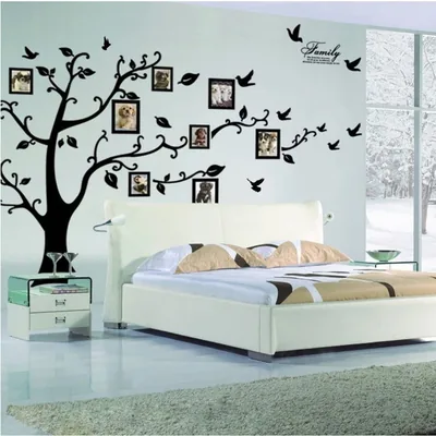 zhiyu&art decor Large Family Tree Wall Decal, DIY Black Photo Frame Tree Wall