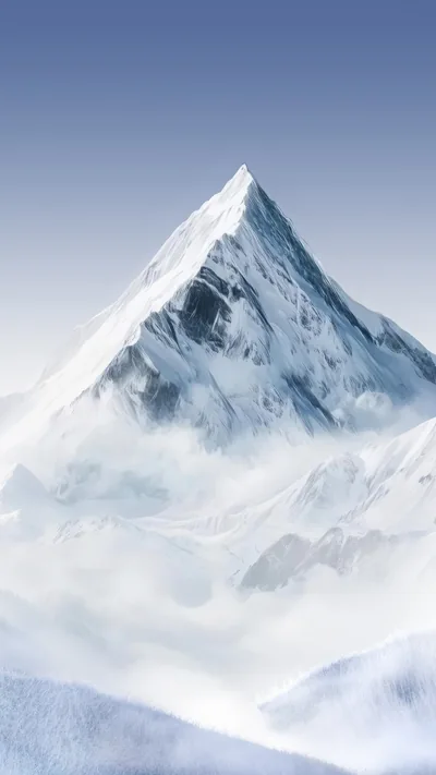 Painted Snow Peak in Soft Haze HD Phone Wallpaper
