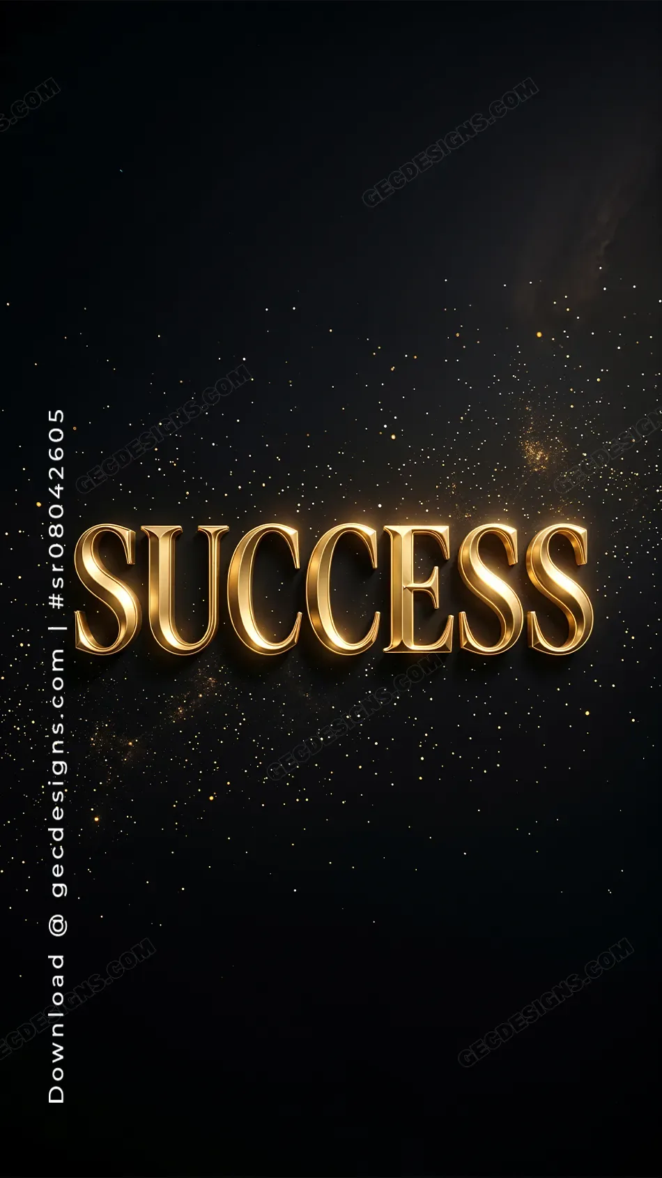 Success iPhone Wallpaper with Gold Text Effect and Premium Black Background for Wealth
