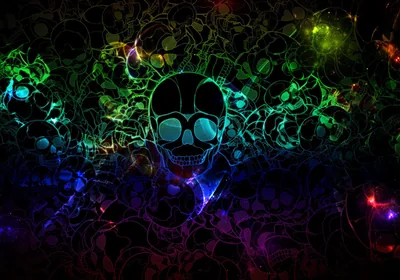 Rainbow Skull Line Art HD Wallpaper