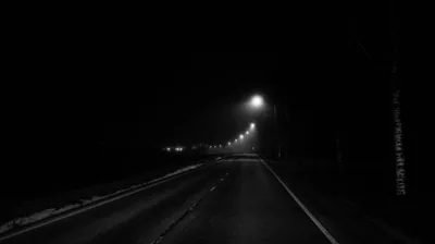 Foggy Road Under Street Lamps HD Wallpaper