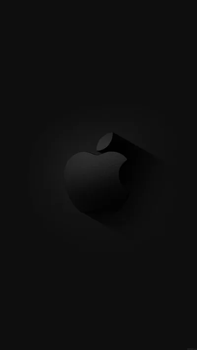 Matte Black Apple Logo in Shadow HD Phone Wallpaper
