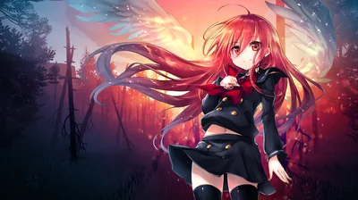 Red-Haired Girl in a Burning Twilight HD Wallpaper