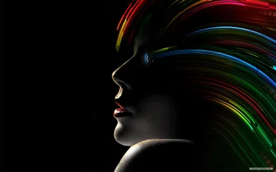 Womans Profile with Neon Hair Streaks HD Wallpaper