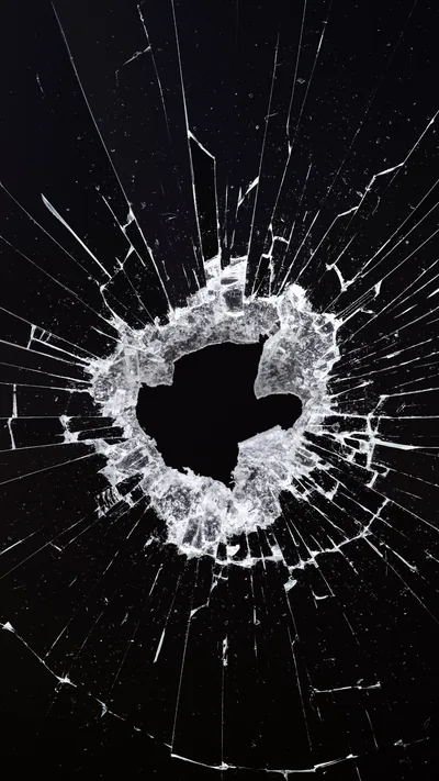 Bullet Hole in Shattered Glass HD Phone Wallpaper