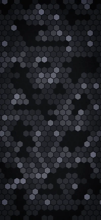 Grey Hexagons Scattered on Black HD Phone Wallpaper