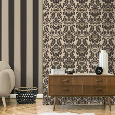 Crown Stripe Black Wallpaper