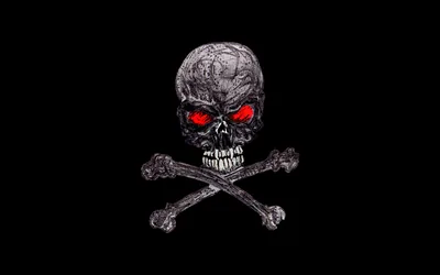 Red-Eyed Skull Over Crossed Bones HD Wallpaper