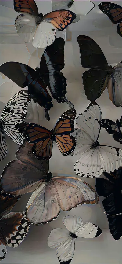 HD Black Wallpaper With Butterflies Background