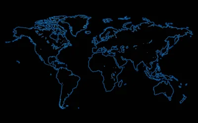 Glowing Blue Coastlines on Black HD Wallpaper