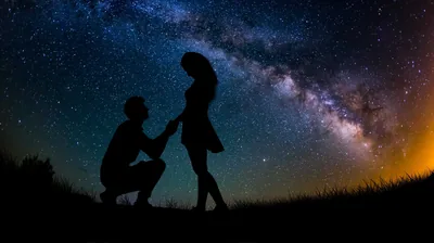 Proposal Silhouette Under the Milky Way HD Wallpaper