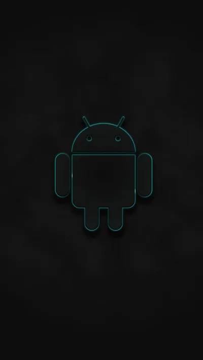 Teal Outlined Android Robot on Black HD Wallpaper