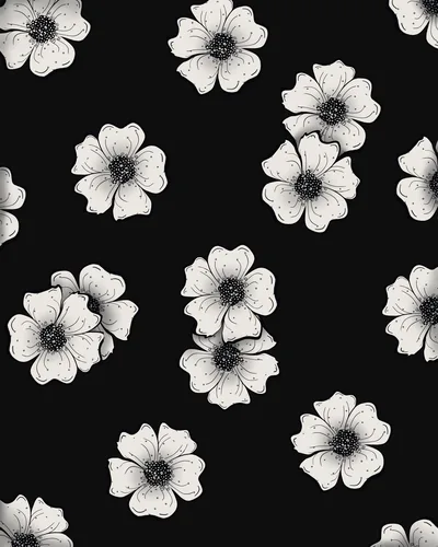 Black and White Flowers Phone Wallpaper