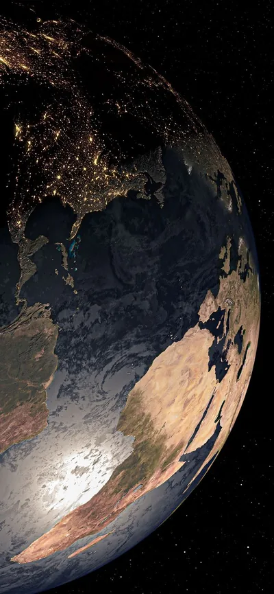 Night and Day Split Globe for Phone HD Wallpaper