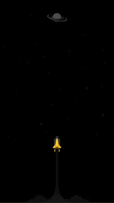 Rocket Launch Under Saturn and Stars HD Phone Wallpaper
