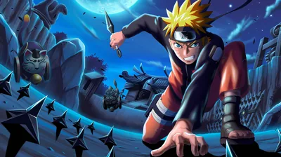 Kunai Throw Under a Blue Moon HD Wallpaper