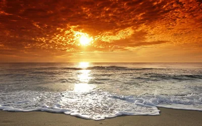 Red Cloud Canopy Over the Shore HD Wallpaper