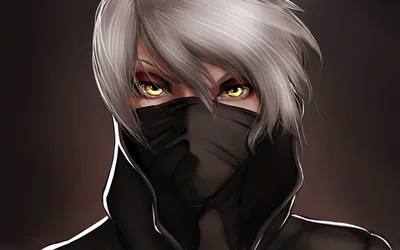 Silver-Haired Anime Boy in a Mask HD Wallpaper