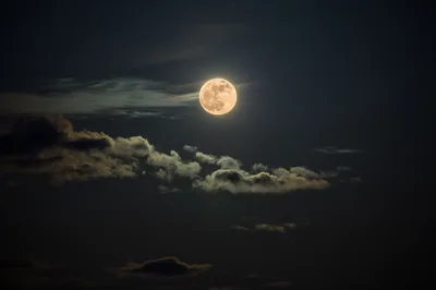 Amber Moon over Night Clouds HD Wallpaper