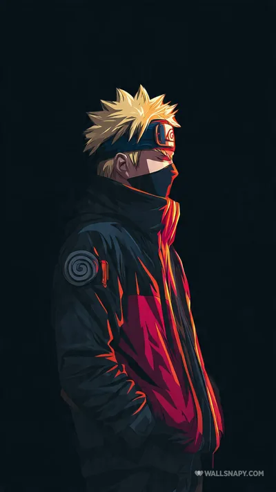 Ninja Profile in Red and Blue Light HD Phone Wallpaper