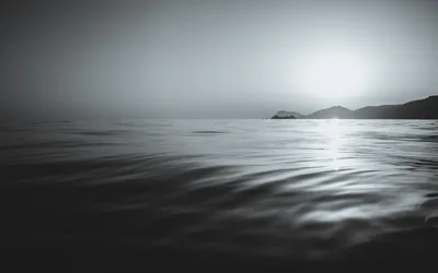 Black And White Calm Coast Islands Sea Sunset Waves 4k