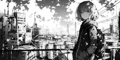 Rooftop View Over a Monochrome City HD Wallpaper