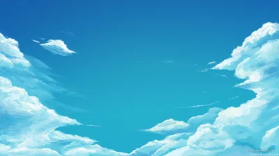 Painted Anime Clouds on Teal Blue HD Wallpaper